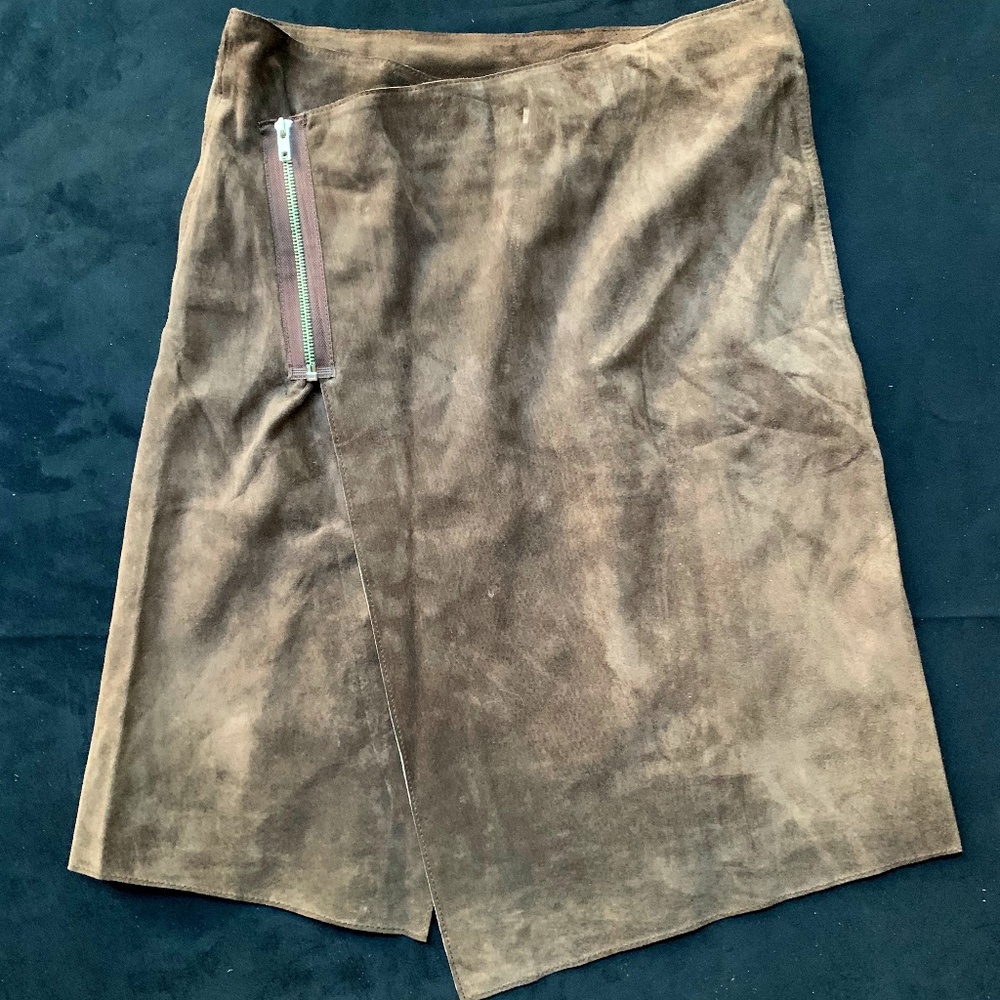 Bebe brown asymmetric suede skirt-6